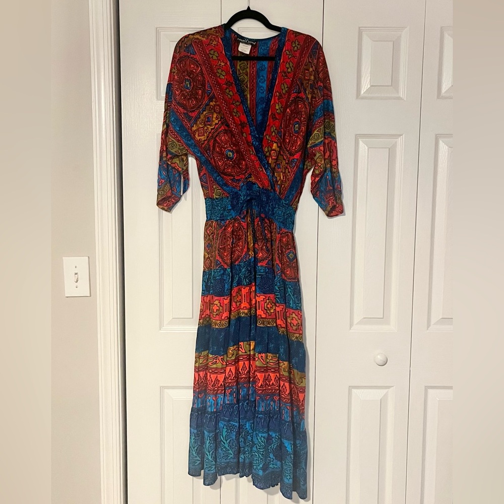 Vintage Carole Little Bohemian Maxi Dress Size 14